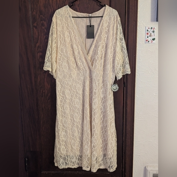 Pinup F Dresses & Skirts - New with Tags Pinup Fashion Off White Lace Bridal Shower Dress Size 24W